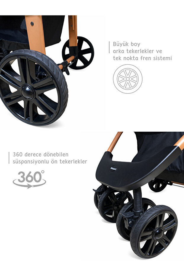 BEBEGOLD Travel Sistem, Çift Yönlü, ( Seyahat Sistem ) Bebek Arabası görsel 4