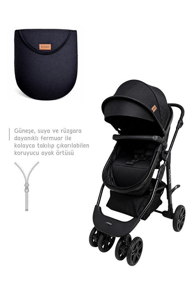 BEBEGOLD Classic Black Travel Sistem, Çift Yönlü, ( Seyahat Sistem ) Bebek Arabası Pusetsiz görsel 4