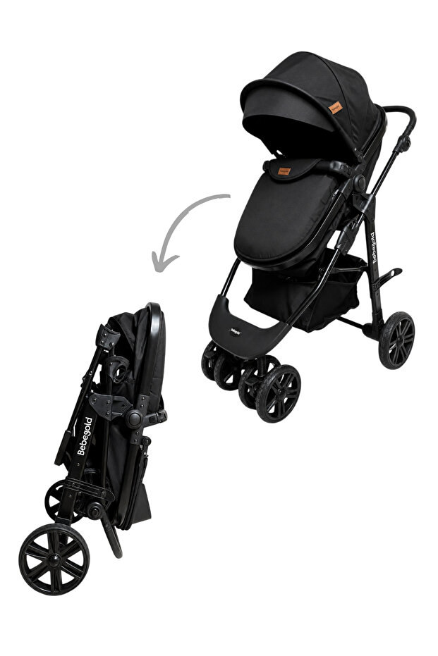 BEBEGOLD Classic Black Travel Sistem, Çift Yönlü, ( Seyahat Sistem ) Bebek Arabası Pusetsiz görsel 5