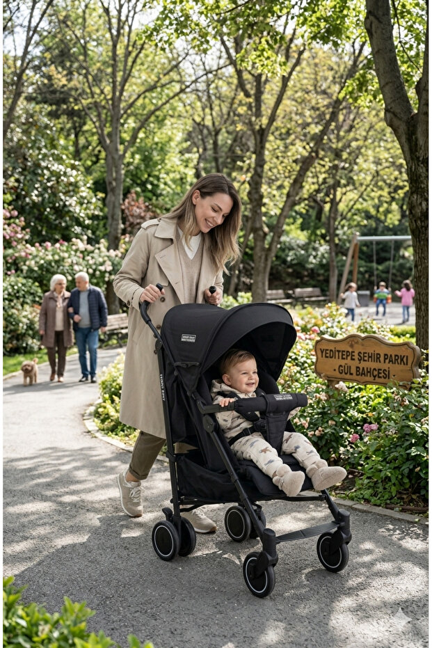 Tommybaby Luppo Black Tam Yatar Baston Bebek Arabası Puset görsel 2