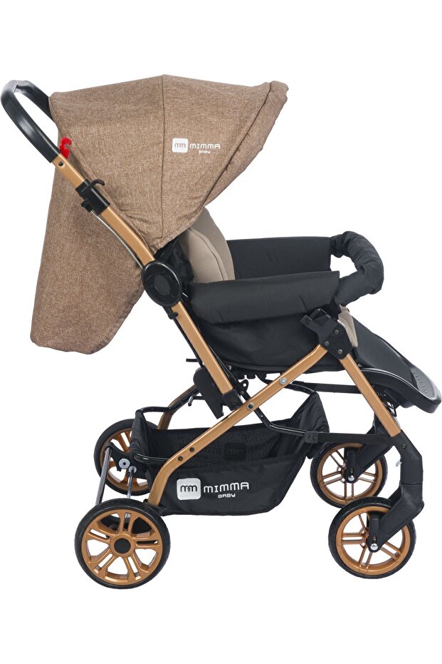 Mimma Baby Olympus Gold Antrasit Çift Yönlü Bebek Arabası Taşıma görsel 2