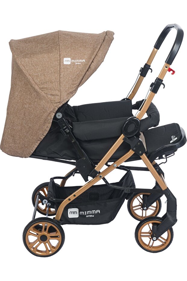 Mimma Baby Olympus Gold Antrasit Çift Yönlü Bebek Arabası Taşıma görsel 4