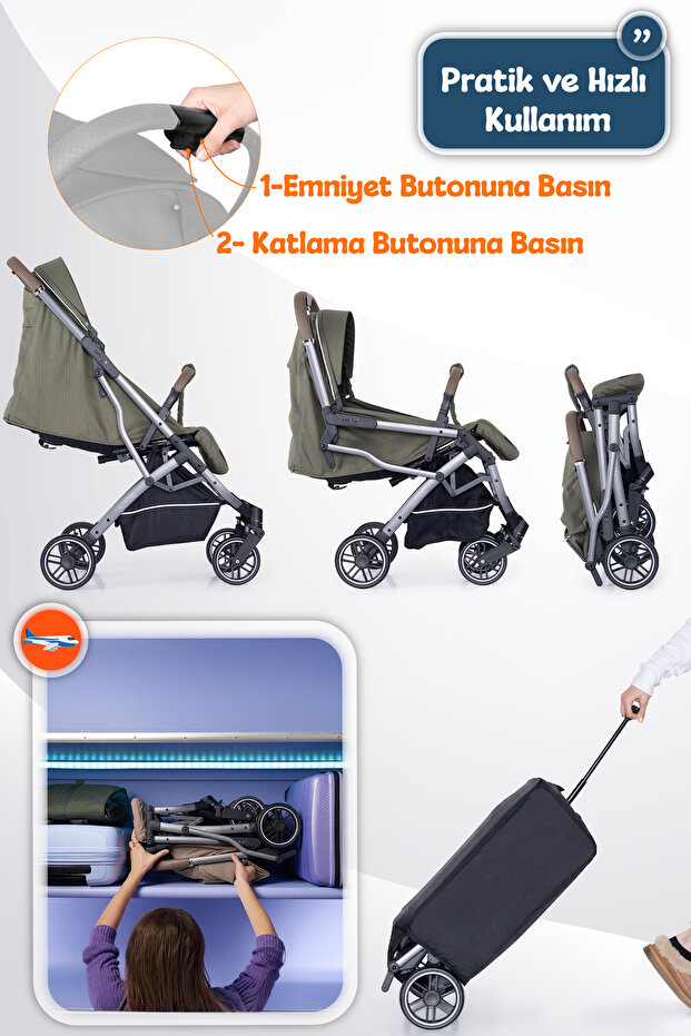 Prego Lotus Pro Kabin Boy Bebek Arabası - Tek Elle Katlanır -Hafif -UV Tenteli - Full Aksesuarlı görsel 4