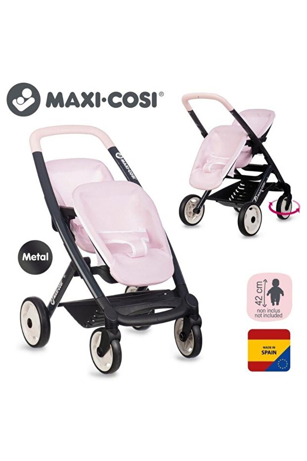 Smoby Maxi-Cosi&Quinny Oyuncak İkiz Bebek Arabası - Pembe 253221 görsel 3