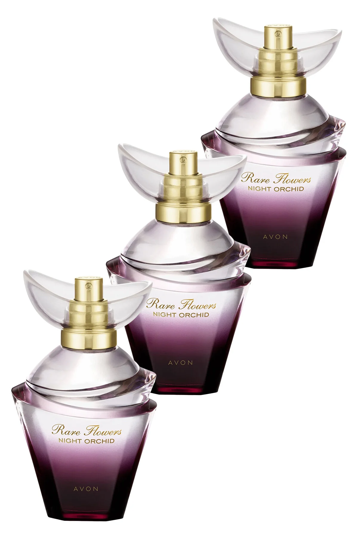 Avon Rare Flowers Night Orchid Kadın Parfüm Edp 50 Ml. Üçlü Set