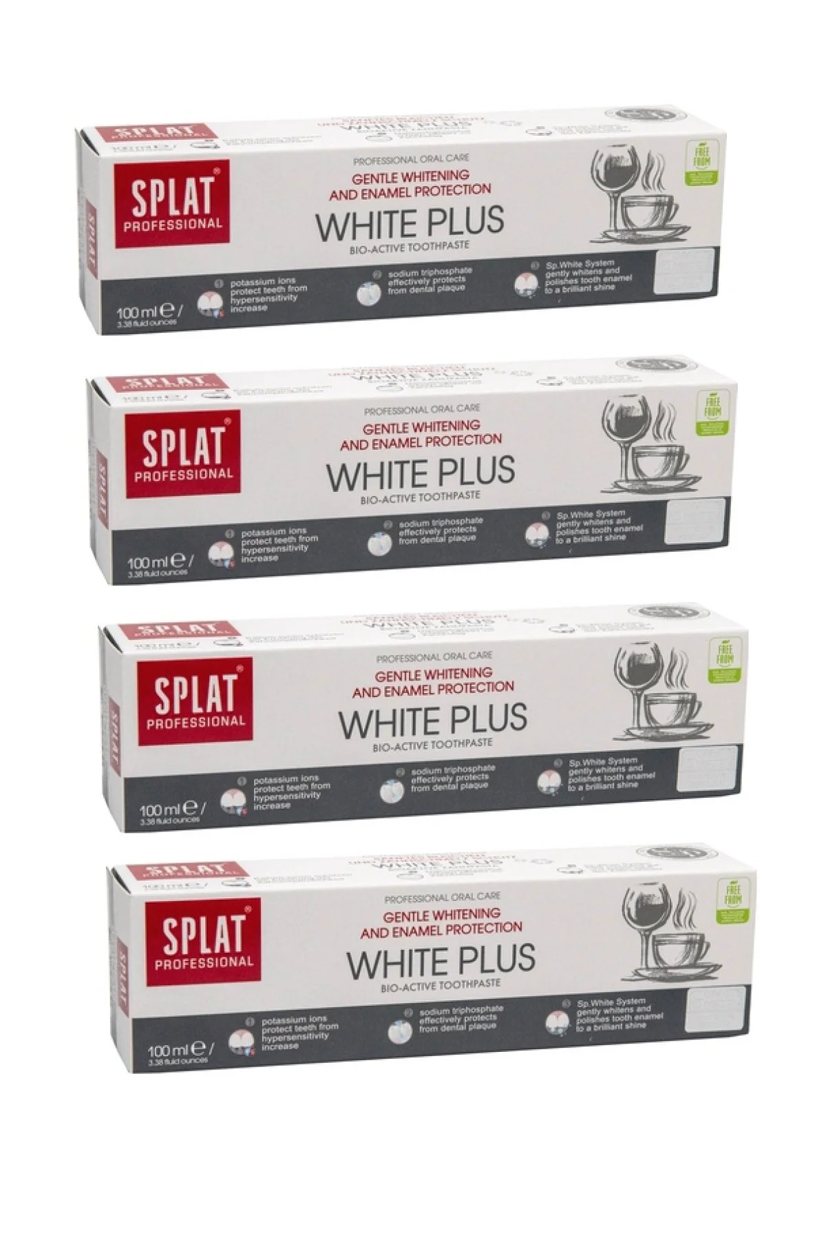 Splat White Plus Diş Macunu 100 ml Beyazlatıcı Diş Macunu 4 Adet